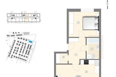 Rzut - Mieszkanie na sprzedaż 2 pokoje o powierzchni 56,71 m² - numer B1 w Błękitne Aleje Etap XV