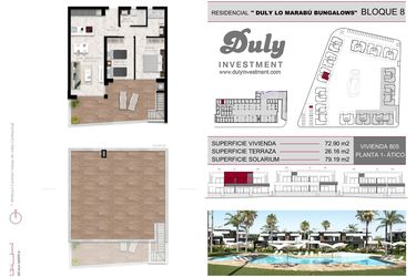 Rzut - Dom na sprzedaż 2 pokoje o powierzchni 72,9 m² - numer 805 w Lo Marabu Bungalows