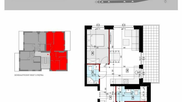 Rzut - Mieszkanie na sprzedaż 4 pokoje o powierzchni 69,82 m² - numer ZB1_6 w Osiedle Malarska etap IV