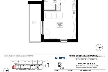 Rzut - Mieszkanie na sprzedaż 1 pokój o powierzchni 30,41 m² - numer OK6/A/3/7 w Osiedle Kameralne VI