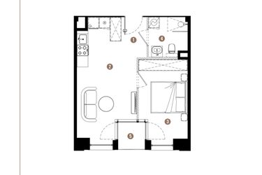 Rzut - Mieszkanie na sprzedaż 2 pokoje o powierzchni 36,08 m² - numer E.01.07 w Apartamenty Reytana bud. E