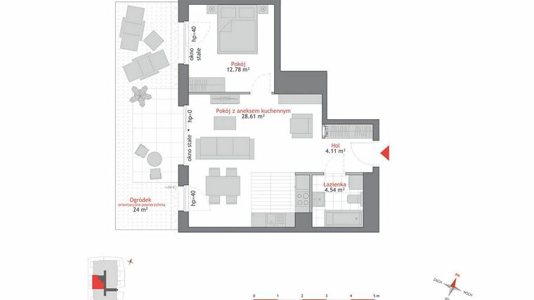 Rzut - Mieszkanie na sprzedaż 2 pokoje o powierzchni 50,07 m² - numer A2.0.3 w Atrium Oliva