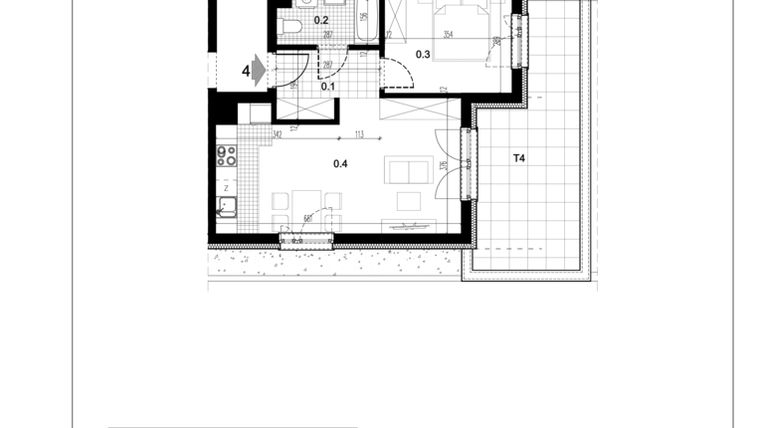 Rzut - Mieszkanie na sprzedaż 2 pokoje o powierzchni 42,18 m² - numer C1.4 w Centralna 51C