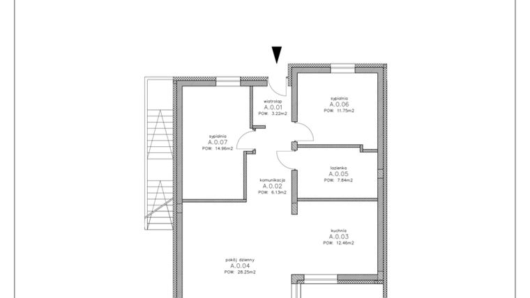 Rzut - Mieszkanie na sprzedaż 3 pokoje o powierzchni 83 m² - numer D1 w Łubinowa Park etap II