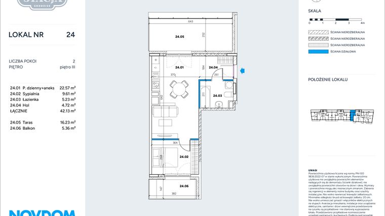 Rzut - Mieszkanie na sprzedaż 2 pokoje o powierzchni 42,13 m² - numer 24 w Stacja Grodzisk