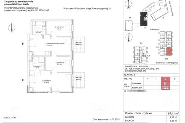 Rzut - Mieszkanie na sprzedaż 4 pokoje o powierzchni 67,11 m² - numer 15 w RZ21