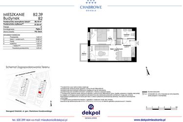 Rzut - Mieszkanie na sprzedaż 2 pokoje o powierzchni 37,23 m² - numer B2.39 w Osiedle Chabrowe