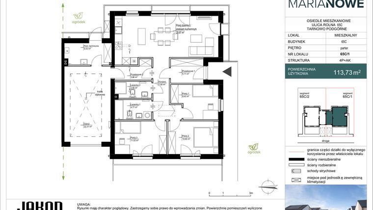 Rzut - Dom na sprzedaż 4 pokoje o powierzchni 113,73 m² - numer 65C/1 w Osiedle Marianowe