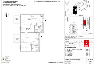 Rzut - Mieszkanie na sprzedaż 4 pokoje o powierzchni 62,26 m² - numer 11 w RZ21