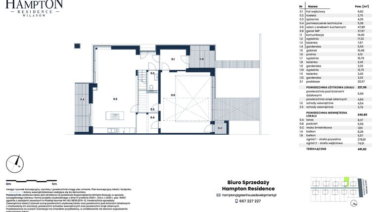Rzut - Dom na sprzedaż 4 pokoje o powierzchni 227,95 m² - numer HB2B w Hampton Residence Wilanów
