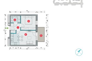 Rzut - Mieszkanie na sprzedaż 2 pokoje o powierzchni 37,49 m² - numer 7.8 w Osiedle Uniwersyteckie etap III