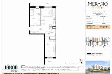 Rzut - Mieszkanie na sprzedaż 3 pokoje o powierzchni 63,31 m² - numer A.A4 w Merano Park II
