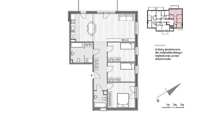 Rzut - Mieszkanie na sprzedaż 4 pokoje o powierzchni 93,65 m² - numer 1.1-12 w Stawowa