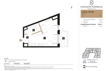Rzut - Mieszkanie na sprzedaż 1 pokój o powierzchni 29,28 m² - numer 66 w Konwiktorska Residence