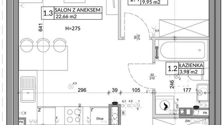 Rzut - Mieszkanie na sprzedaż 3 pokoje o powierzchni 56,89 m² - numer 86B w Osiedle Młodych etap VI