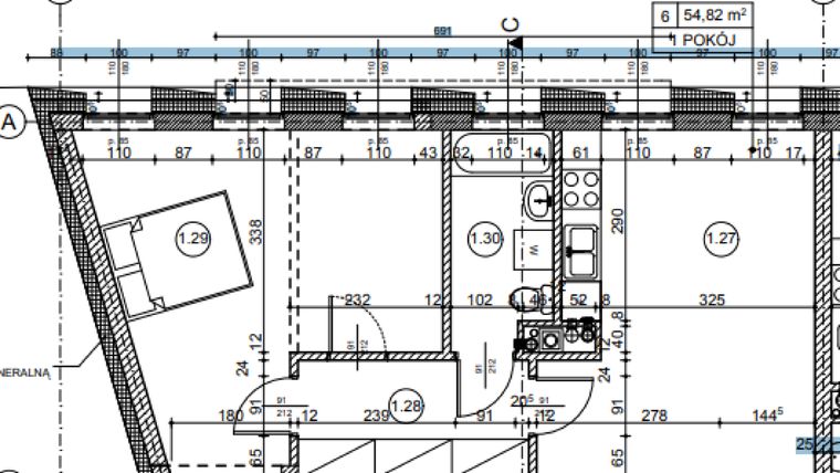Rzut - Mieszkanie na sprzedaż 3 pokoje o powierzchni 54,82 m² - numer 20.6 w Osiedle Wyszyńskiego