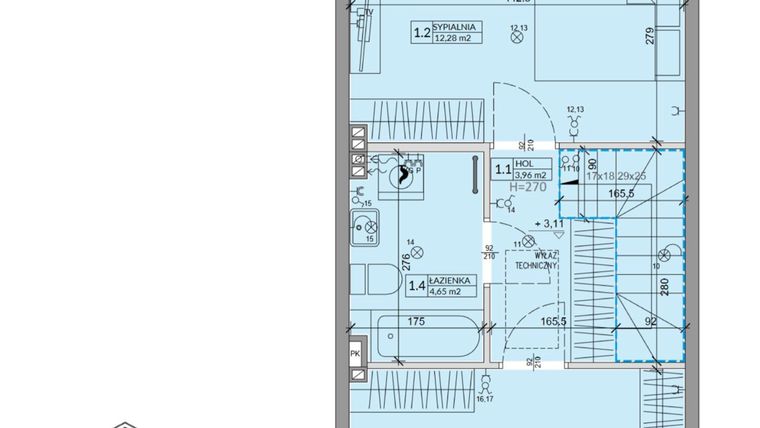 Rzut - Dom na sprzedaż 3 pokoje o powierzchni 63,99 m² - numer 38A w Ogrody Przyjaciół 5 etap IV
