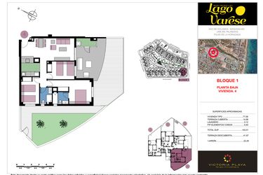 Rzut - Mieszkanie na sprzedaż 3 pokoje o powierzchni 102,01 m² - numer 4-0-B w Residencial Lago Varese