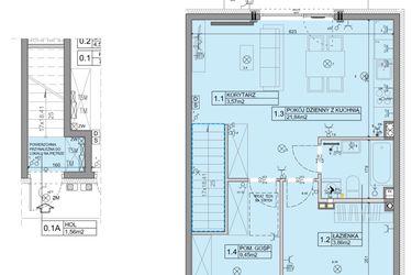Rzut - Mieszkanie na sprzedaż 3 pokoje o powierzchni 56,07 m² - numer 114 w Manufaktura Marki 2 etap IV