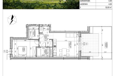 Rzut - Mieszkanie na sprzedaż 2 pokoje o powierzchni 52,83 m² - numer C5.00.35 w Osiedle Panorama Wiślana Etap IV - budynek C5