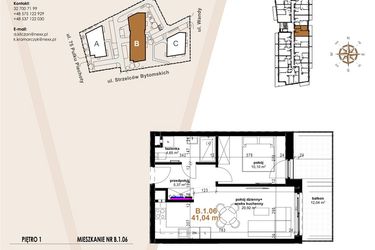 Rzut - Mieszkanie na sprzedaż 2 pokoje o powierzchni 41,04 m² - numer B.1.06 w Vanda Park