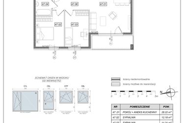Rzut - Mieszkanie na sprzedaż 3 pokoje o powierzchni 66,61 m² - numer 4.A.47 w Urzeka bud. 4