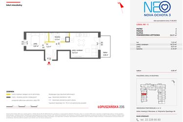 Rzut - Mieszkanie na sprzedaż 2 pokoje o powierzchni 39,07 m² - numer 16 w Neo Nova Ochota 3