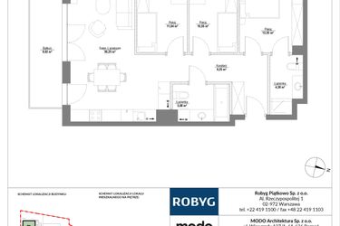 Rzut - Mieszkanie na sprzedaż 4 pokoje o powierzchni 84,03 m² - numer 2M06 w Piątkowo Residence