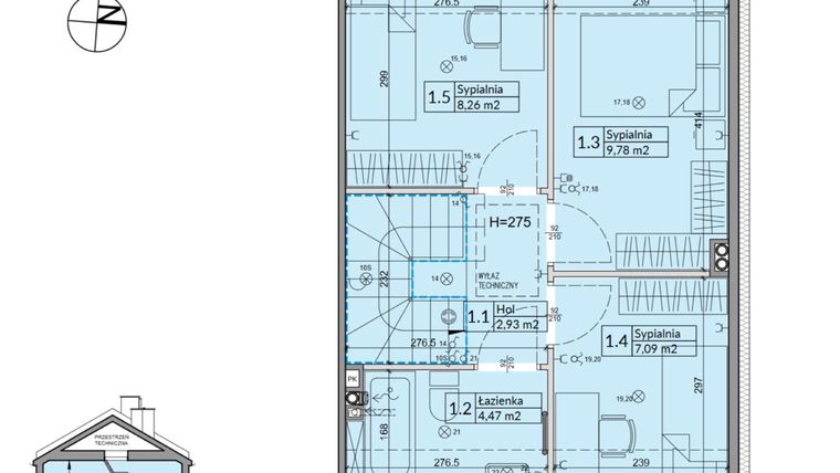 Rzut - Dom na sprzedaż 5 pokoi o powierzchni 72,7 m² - numer 20B w Osiedle Stokrotki etap 3