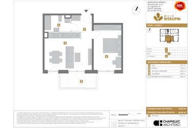 Rzut - Mieszkanie na sprzedaż 2 pokoje o powierzchni 44,6 m² - numer P5 w Wille Biskupin III