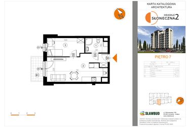 Rzut - Mieszkanie na sprzedaż 2 pokoje o powierzchni 39,17 m² - numer 69 w Osiedle Słoneczna etap 2