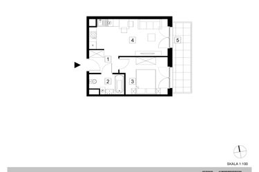 Rzut - Mieszkanie na sprzedaż 2 pokoje o powierzchni 36,85 m² - numer A1-3-19 w Hipoteczna Park