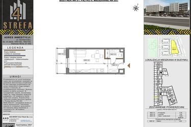 Rzut - Mieszkanie na sprzedaż 1 pokój o powierzchni 29,35 m² - numer M051 w Strefa 4