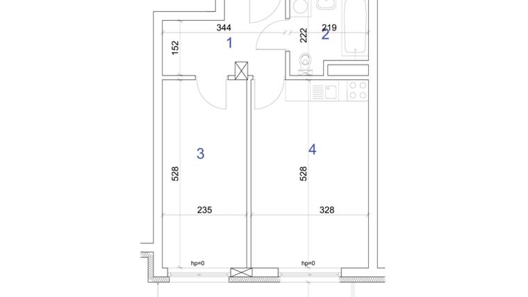 Rzut - Mieszkanie na sprzedaż 2 pokoje o powierzchni 40,01 m² - numer 6A.66 w Mierzeja Wiślana etap IV