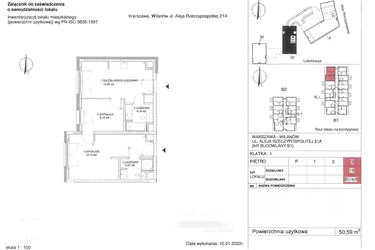 Rzut - Mieszkanie na sprzedaż 2 pokoje o powierzchni 50,59 m² - numer 18 w RZ21