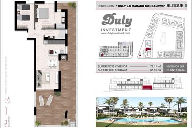 Rzut - Dom na sprzedaż 2 pokoje o powierzchni 78,1 m² - numer 604 w Lo Marabu Bungalows