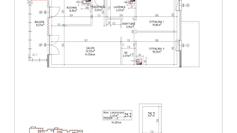 Rzut - Mieszkanie na sprzedaż 3 pokoje o powierzchni 64,74 m² - numer M-19 w Nałęczowska
