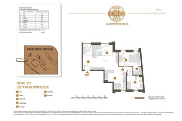 Rzut - Mieszkanie na sprzedaż 2 pokoje o powierzchni 60,72 m² - numer B4.P2.M6 w Faktoria Młyn