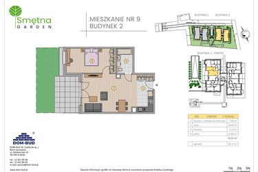 Rzut - Mieszkanie na sprzedaż 2 pokoje o powierzchni 55,35 m² - numer 9 w Smętna Garden