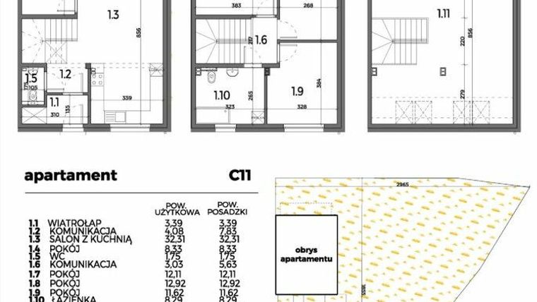 Rzut - Mieszkanie na sprzedaż 5 pokoi o powierzchni 142,29 m² - numer C11 w Aleja Miodowa
