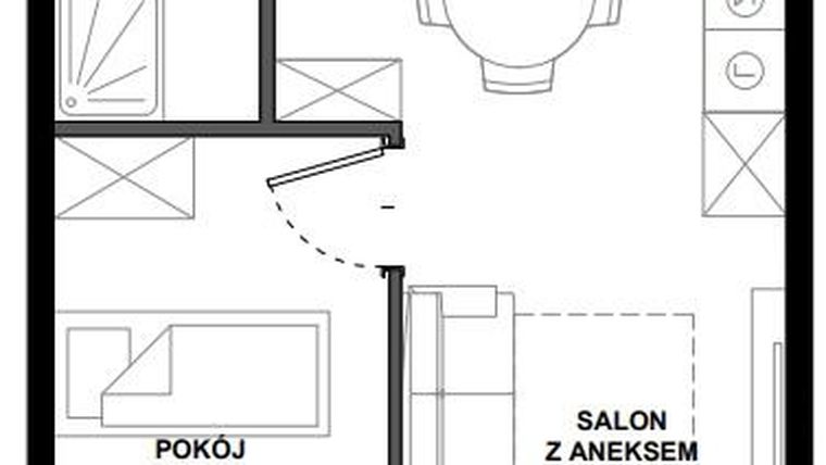 Rzut - Mieszkanie na sprzedaż 2 pokoje o powierzchni 38,42 m² - numer A.5 w Apartamenty Bałtyk