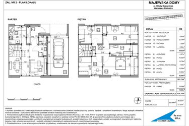 Rzut - Dom na sprzedaż 5 pokoi o powierzchni 121,31 m² - numer D2 w Majewska Domy