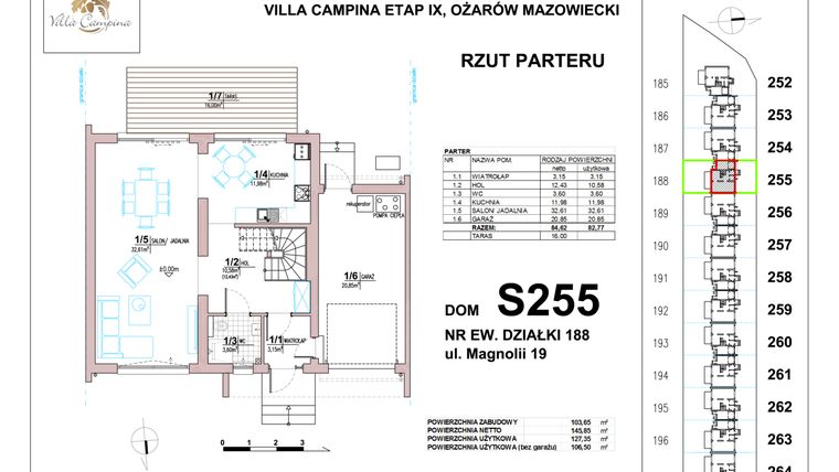 Rzut - Dom na sprzedaż 4 pokoje o powierzchni 106,5 m² - numer S255 w Villa Campina Magnolia