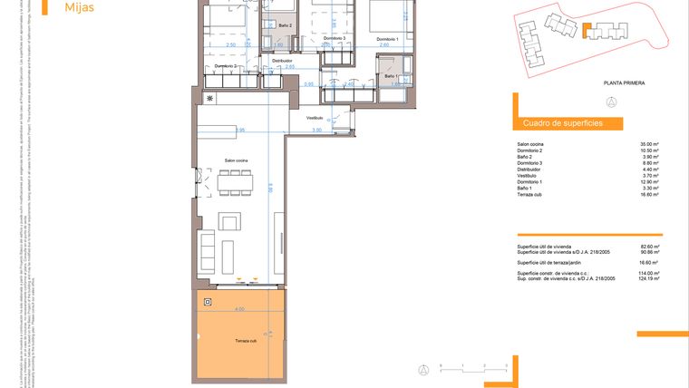Rzut - Mieszkanie na sprzedaż 3 pokoje o powierzchni 97,79 m² - numer P5-1A w Vitta Marina