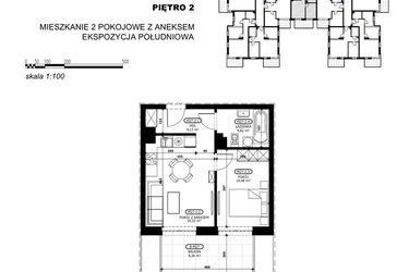 Rzut - Mieszkanie na sprzedaż 2 pokoje o powierzchni 35,76 m² - numer C2-M27 w Stacja Łódź V – etap C2