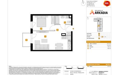Rzut - Mieszkanie na sprzedaż 2 pokoje o powierzchni 39,36 m² - numer 35 w Osiedle Arkadia