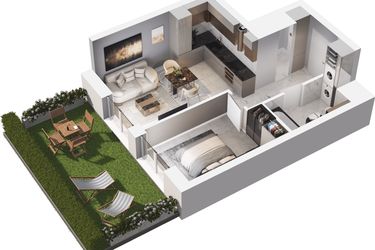 Rzut - Mieszkanie na sprzedaż 2 pokoje o powierzchni 37,97 m² - numer D.00.06 w Mieszkaj w mieście - Na Tysiącleciu budynek D