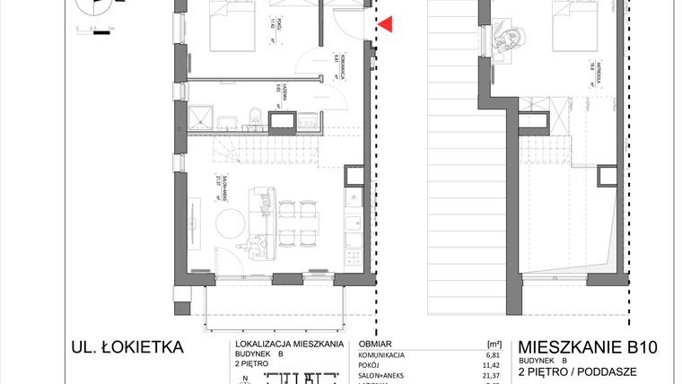 Rzut - Mieszkanie na sprzedaż 3 pokoje o powierzchni 62,03 m² - numer B10 w Łokietka 213