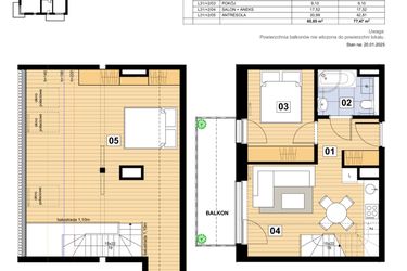 Rzut - Mieszkanie na sprzedaż 3 pokoje o powierzchni 65,65 m² - numer L-31 w Mickiewicza 21 Residence