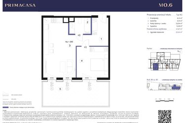 Rzut - Mieszkanie na sprzedaż 2 pokoje o powierzchni 47,87 m² - numer B3 – M0.6 w Primacasa